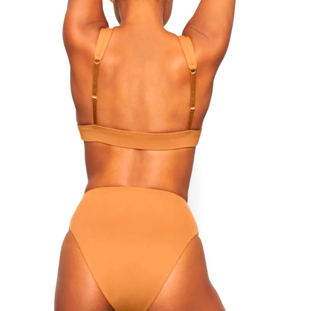NWT SKIMS Recycled Swim Plunge Bra Bikini Top ALMOND 2X